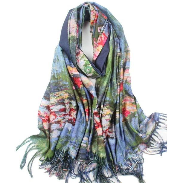Soft Cashmere Feel Scarf For Women Elegant Large Winter Warm Scarves Shawl Wrap Gifts Monet Klimt Van Gogh's Art Printed 